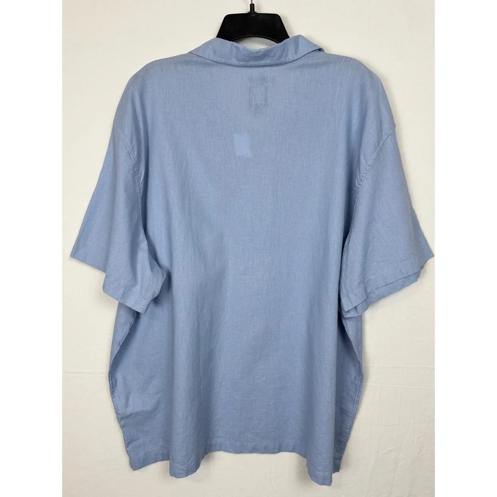 GAP Linen Blend Camp Men's Shirt XXL Blue NWT Button Up Pocket‎ Tropical XXL